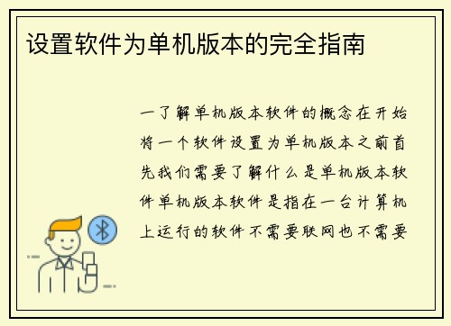 设置软件为单机版本的完全指南